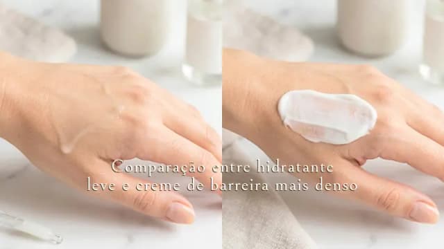 Comparação entre hidratante leve e creme de barreira mais denso