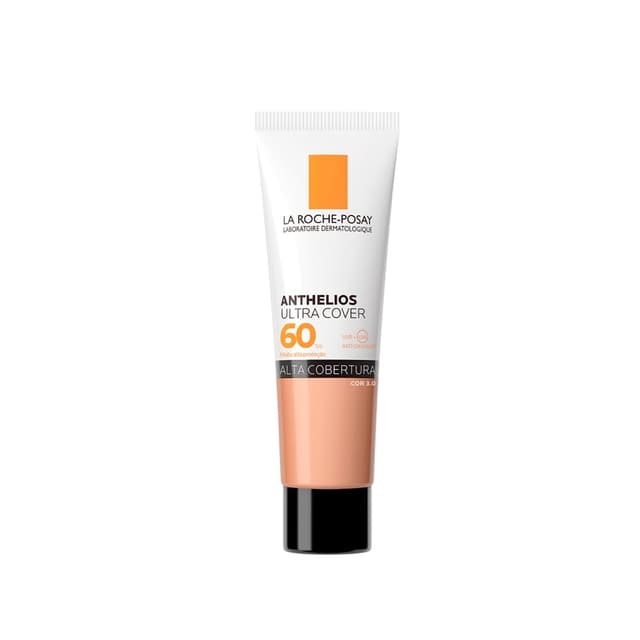 La Roche-Posay, Ultra Cover, Protetor Solar com Cor e Performance de Maquiagem, 12h de cobertura de base em uma única camada, Textura Fluida, Oil free, Toque Seco, FPS60, 30g
